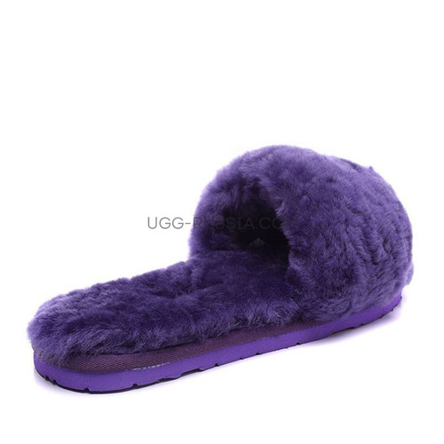Меховые домашние тапочки Fur Slides  Фиолетовые